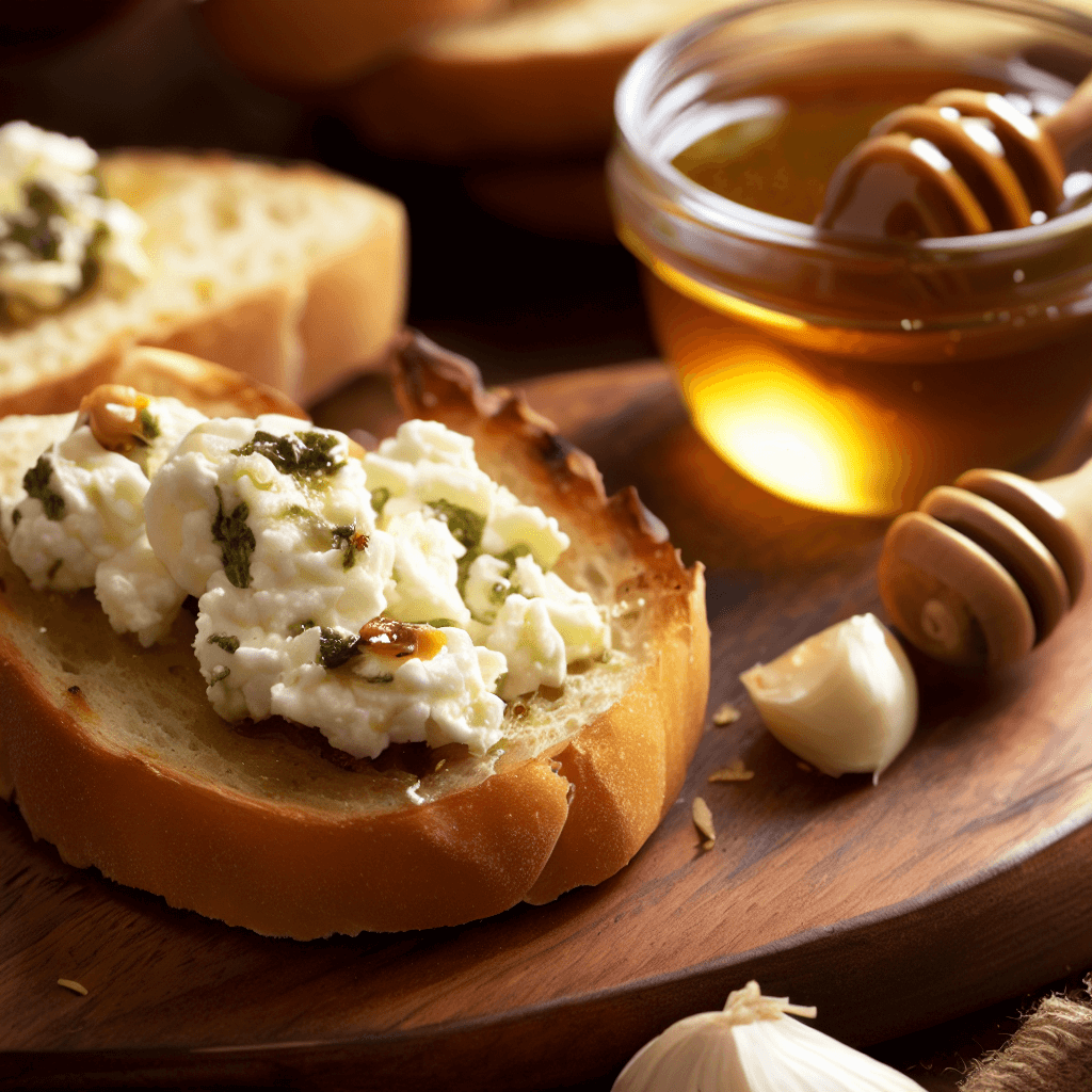 Crostini all'aglio con formaggio di capra