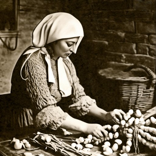 Femme avec des tresses d'ail de Vessalico